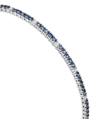 Sapphire & Diamond Tennis Bracelet in 14K White Gold