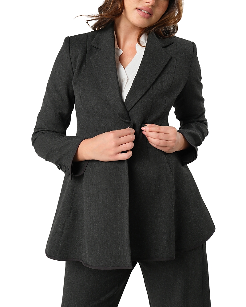 Marion Women's Tailored Maternity Workwear Blazer In Italian Stretch Suiting Fabric In Charcoal Grey