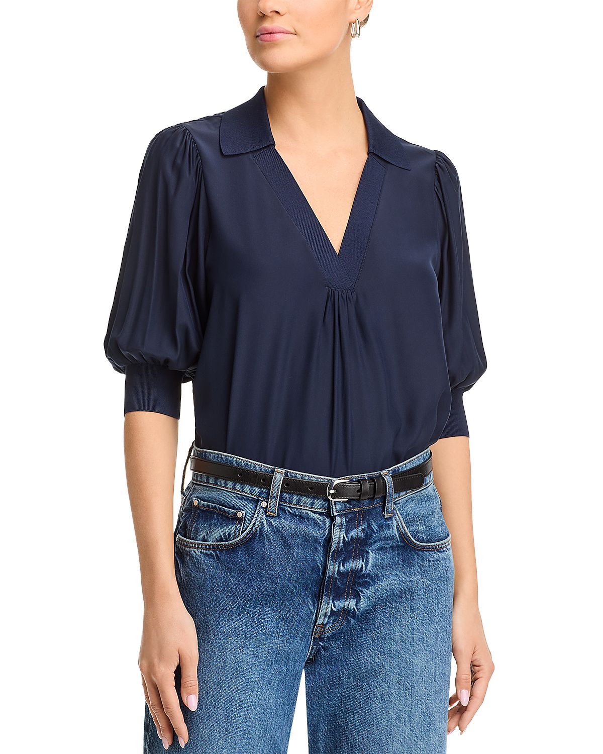 Cinq a Sept Weldon Collared Silk Blouse
