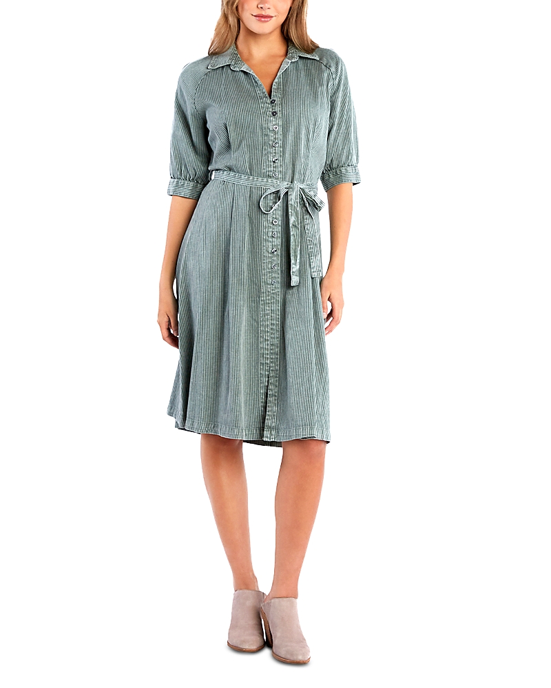 Billy T Darling Tie Belt Shirtdress In Army Stripe
