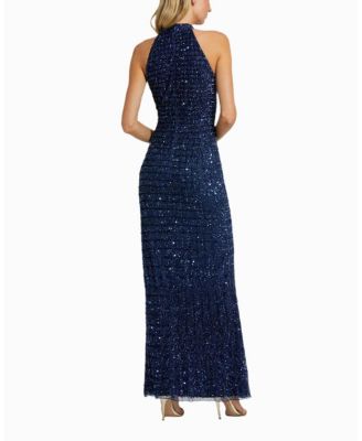Embellished Halter Neck Keyhole Gown
