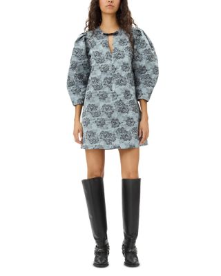 【関税&送料込】Ganni Floral Jacquard Mini Dress GANNI Floral Jacquard Mini Dress | Bloomingdale's