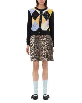 Harlequin Wool Blend Cardigan 