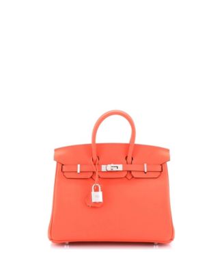 Pre-Owned Hermes Birkin 25 Handbag Orange Swift with Palladium Hardware