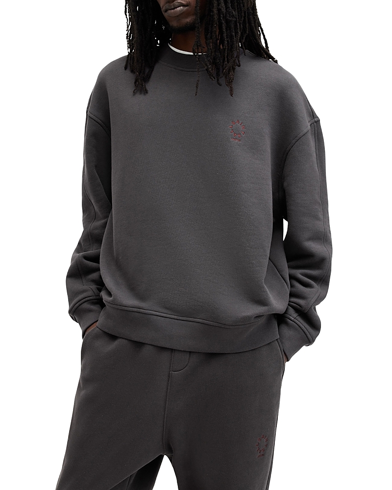 Allsaints Haven Embroidered Logo Oversized Sweatshirt In Washed Black
