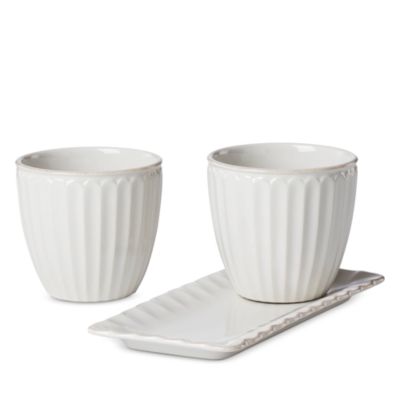 Set of 2 French Perle Herb Pots with Tray