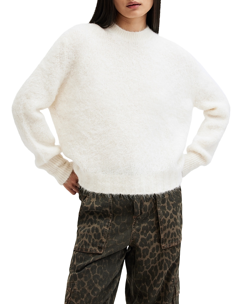 Shop Allsaints Vortex Crewneck Sweater In Chalk White