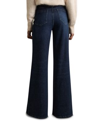 Petite Wide Leg Mid Rise Jeans in Dark Blue