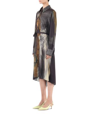 Brush Stroke Printed Shirt Dress