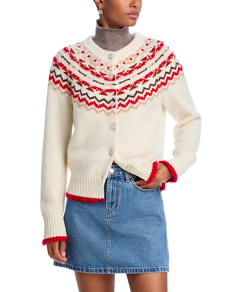 Guest In Residence Chalet Fair-isle Wool-blend Cardigan In Cream Combo