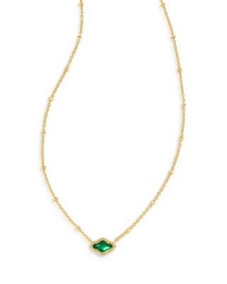 Kendra Scott Abbie Pave Framed Stone Adjustable Mini Pendant Necklace in 14K Gold Plated, 14-18