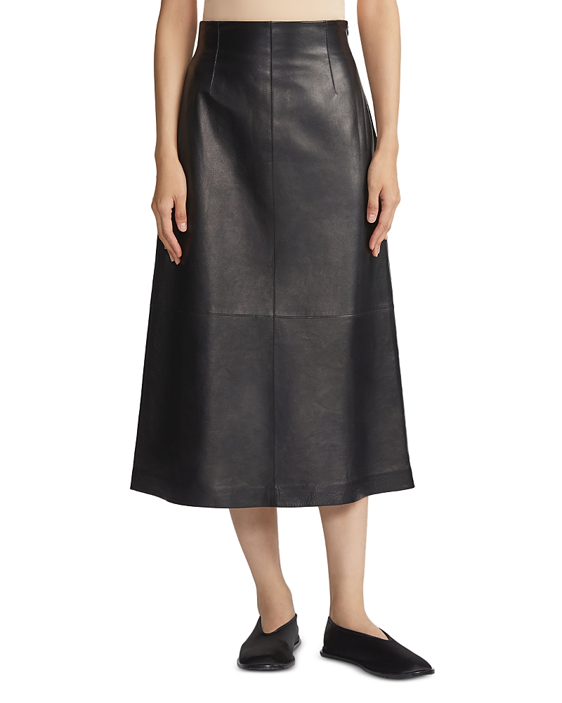 Lafayette 148 Nappa Lambskin Leather High-waisted Skirt In Black