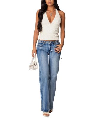 Boot Cut Washed Low Rise Jeans