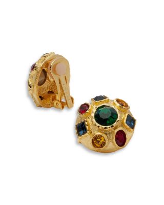 Kenneth Jay Lane Multicolor Mixed Cut Crystal Dome Clip On Earrings
