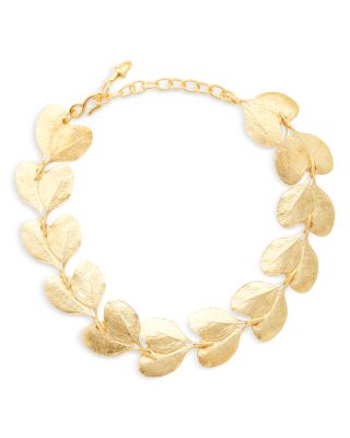 Textured Leaf Collar Necklace, 18"