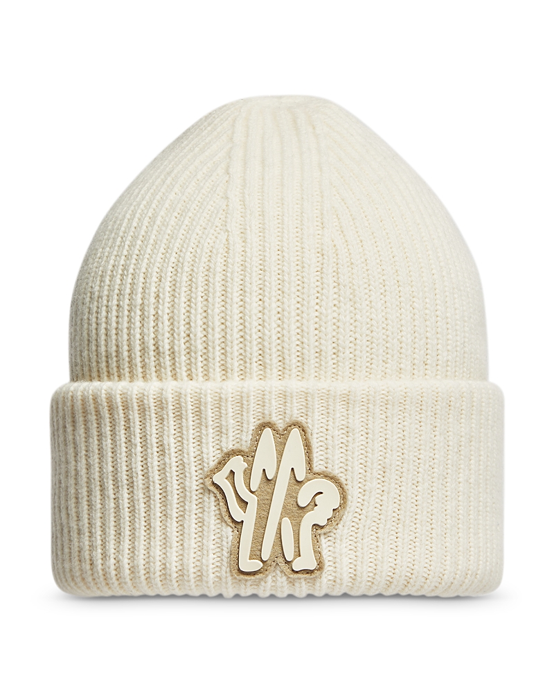 Shop Moncler Wool Cuffed Beanie In Natural
