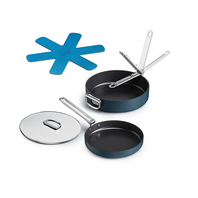 Joseph Joseph Space Saving 3-piece Essential Cookware Set With Folding Handles In Dark Blue