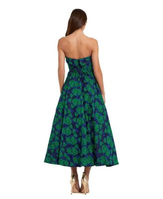  Brocade Strapless A Line Midi Dress