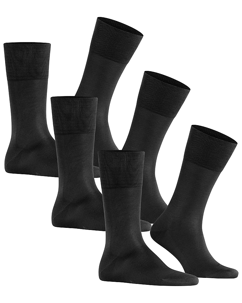 Shop Falke Tiago Cotton Blend Solid Crew Socks, Pack Of 3 In Black