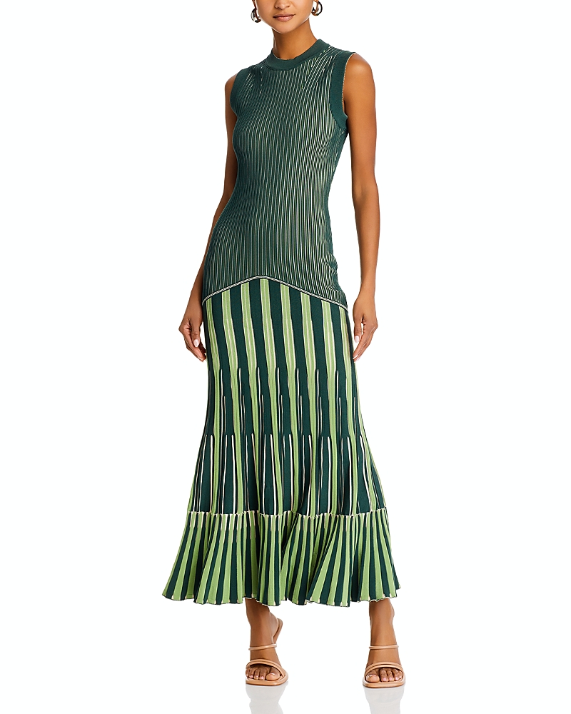Shop Simkhai Zhane Striped Dress In Botanical