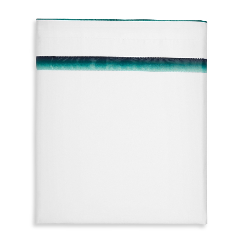 Amalia Home Collection Lagos Gradient Egyptian Cotton Sateen Flat Sheet, Queen - Exclusive In White/esmerald