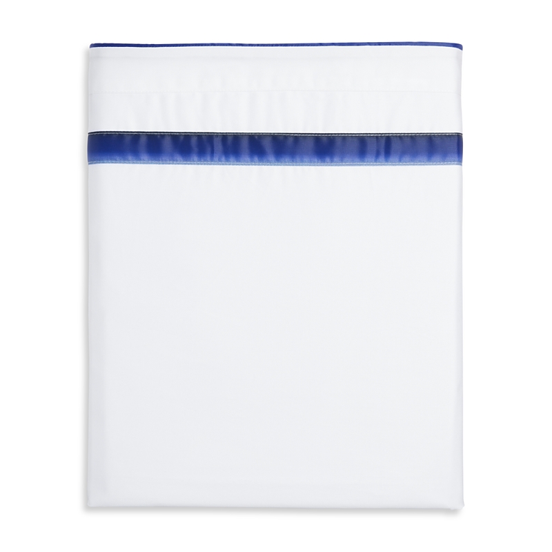 Amalia Home Collection Lagos Gradient Egyptian Cotton Sateen Flat Sheet, King In White/navy