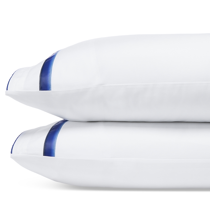 Amalia Home Collection Lagos Gradient Egyptian Cotton Sateen Pillowcase, King, Set Of 2 In White/navy