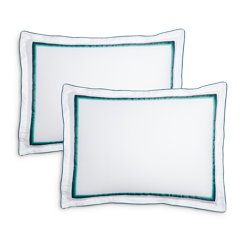Amalia Home Collection Lagos Gradient Egyptian Cotton Sateen Sham, King, Set Of 2 In White/esmerald