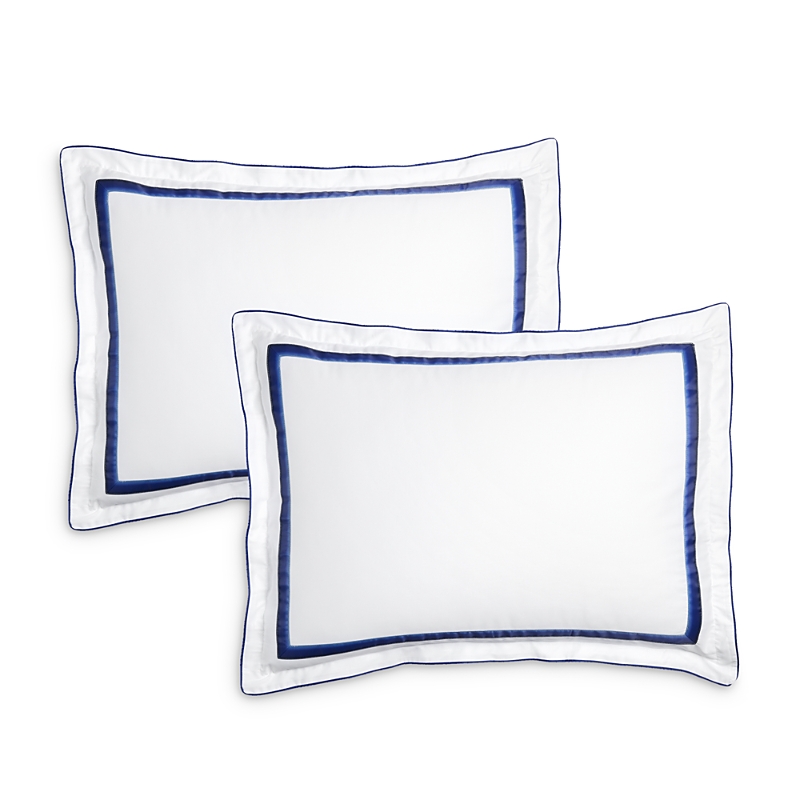 Amalia Home Collection Lagos Gradient Egyptian Cotton Sateen Sham, King, Set Of 2 In White/navy