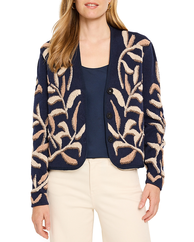 Nic + Zoe Nic+zoe Midnight Fern Tufted Cardigan In Indigo Multi