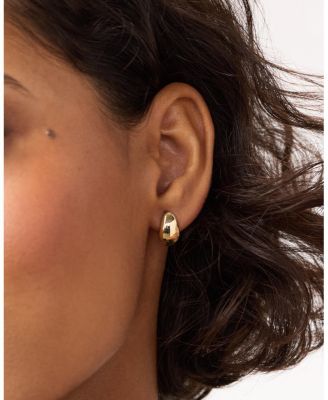Gold Stud Earrings - Gold Teardrop Huggie Studs