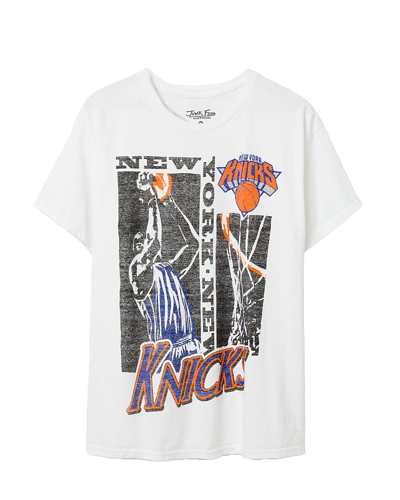 Junk Food Clothing Unisex Nba New York Knicks Jump Short Sleeve Tee In White