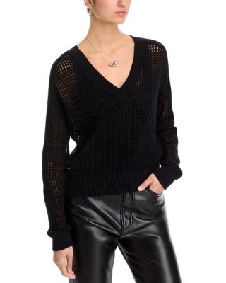 ATM - V Neck Mesh Stitch Sweater