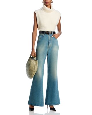 VICTORIA BECKHAM 1325DJE005218URWASHEDBLUE 関税送料込 Victoria Beckham Wide Leg Kick Jeans in Blue Wash