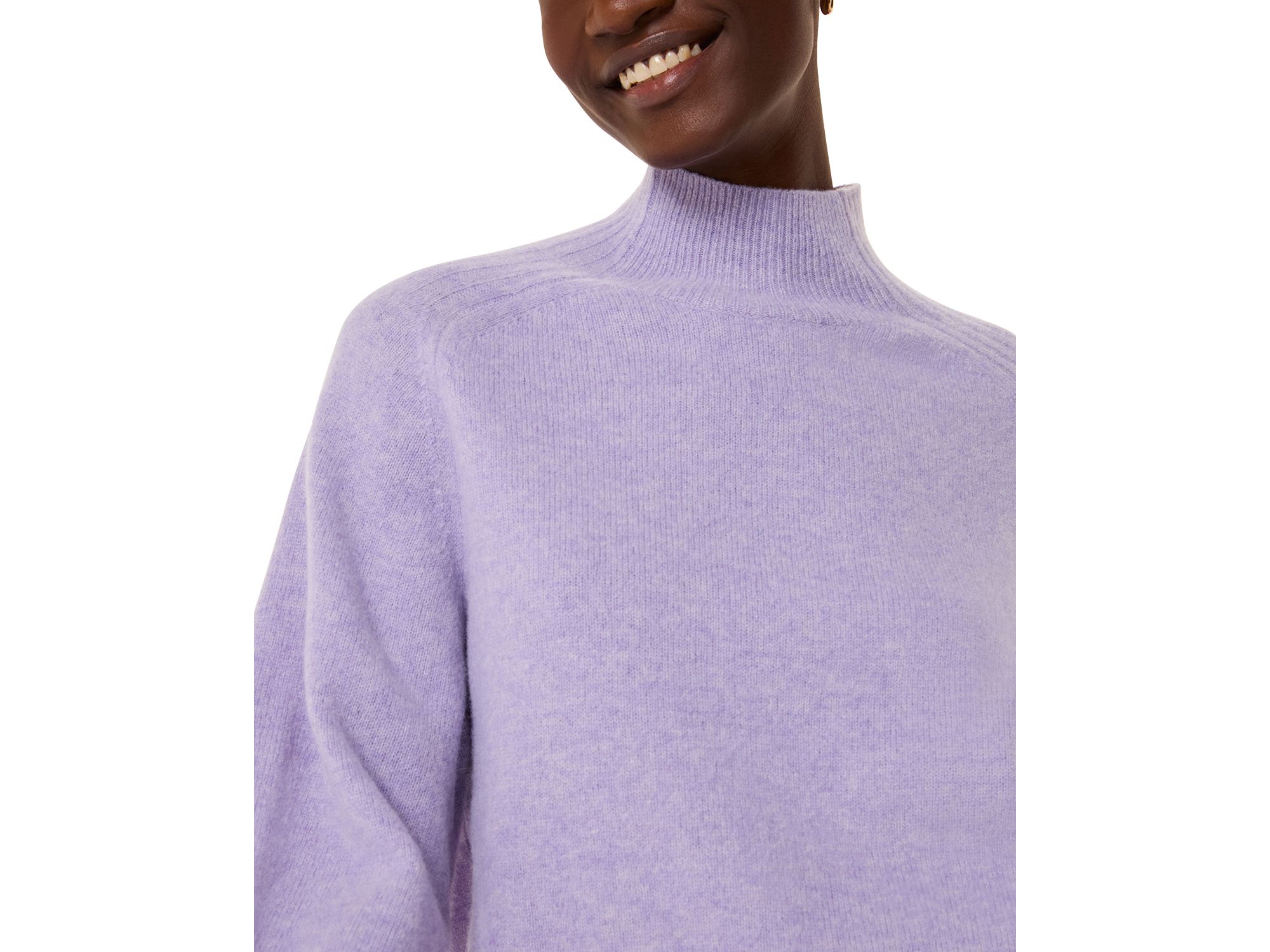 Wool Funnel Neck Knit Sweater — Image 4
