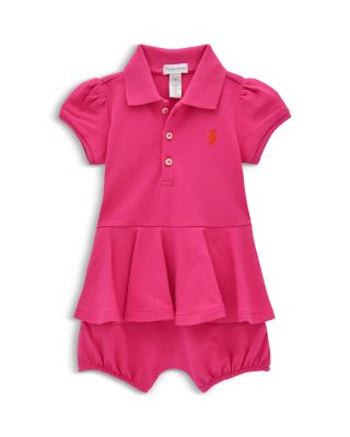 Ralph Lauren - Girls' Stretch Mesh Peplum Polo Shortall - Baby