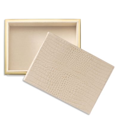 Classic Croc Embossed Leather Small Box in Fawn