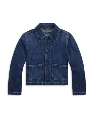 Ralph Lauren - Girls' Logo Cotton Denim Boxy Jacket - Little Kid, Big Kid