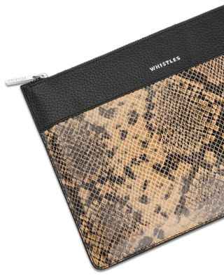 Una Snake Print Panel Pouch Zip Clutch