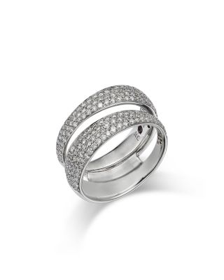 Roberto Coin - 18K White Gold Scalare Diamond Double Row Ring