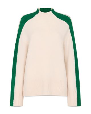 Color Blocked High Neck Knit Sweater