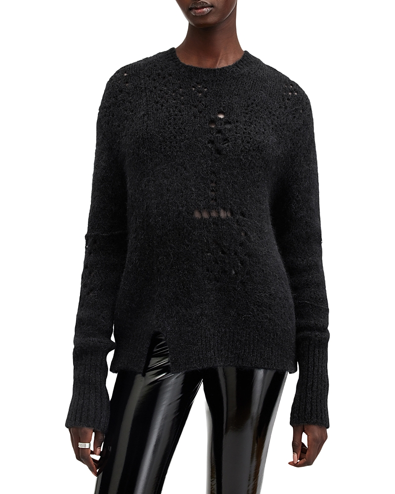 Allsaints Winnie Crewneck Sweater In Black