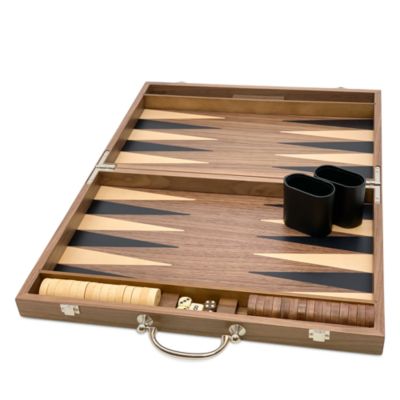 Inlaid Wood Backgammon Set with Handle