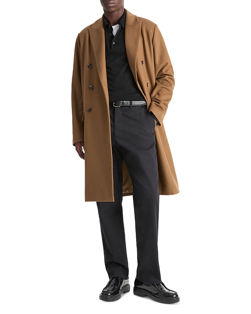 Vince Double Breasted Wool Blend Coat In Brown