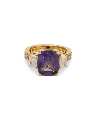 Nadri - Cubic Zirconia & Purple Stone Cocktail Ring in 18K Gold Plated