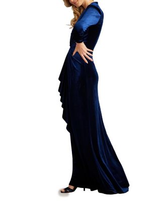  Bevan Velvet Waterfall Drape Gown