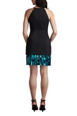  Selena Neoprene Sequin Fringe Mini Dress