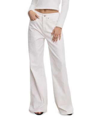 Good American - Good Ease Rhinestone Pinstripe Jeans in Clw1