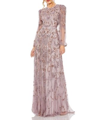 Mac Duggal - Puff Sleeve Embellished A Line Gown