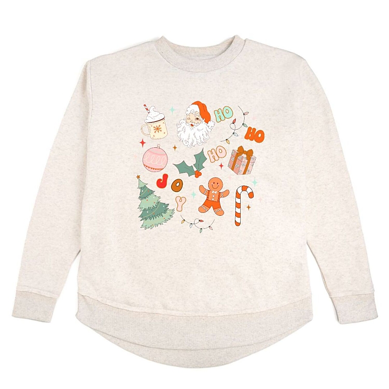 Sweet Wink Woman Christmas Doodle Adult Sweatshirt In Natural